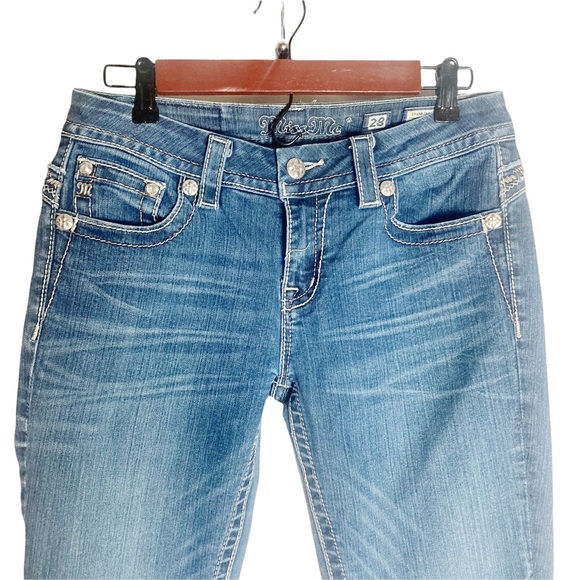 Miss Me Distressed Denim Bootcut Embellished Jeans - Picture 9 of 13